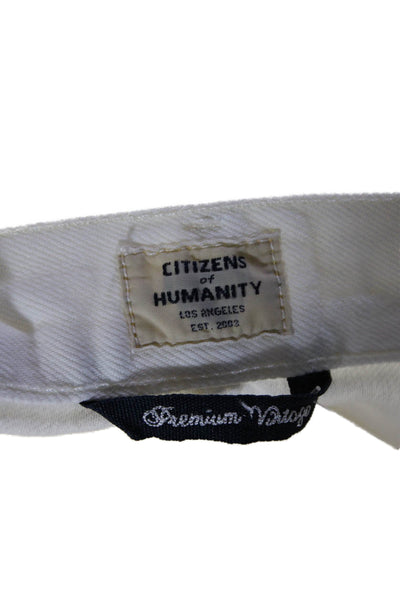 Citizens of Humanity Womens White Distress Fly Button Straight Leg Jeans Size 25