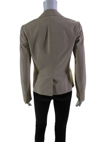 Theory Womens V-Neck Collared Darted Buttoned Long Sleeve Blazer Beige Size 4