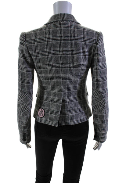 Juicy Couture Womens Houndstooth Buttoned Collared Blazer Jacket Black Size S