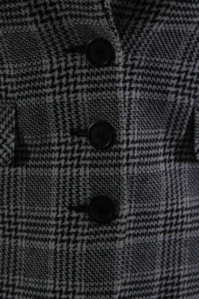 Juicy Couture Womens Houndstooth Buttoned Collared Blazer Jacket Black Size S