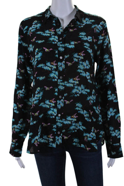 J Crew Women's Long Sleeves Collared Button Down Silk Shirt Floral Size 6