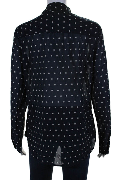 J Crew Women's Collared Long Sleeves Button Down Shirt Polka Dot Size 8