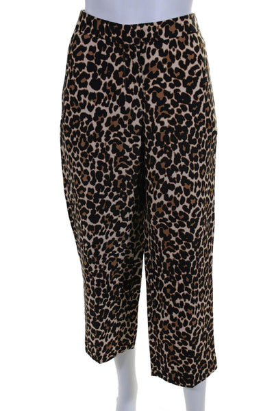 J Crew Women's Hook Closure Flat Front Straight Leg Pants Animal Print Size 6