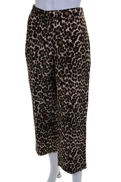 J Crew Women's Hook Closure Flat Front Straight Leg Pants Animal Print Size 6