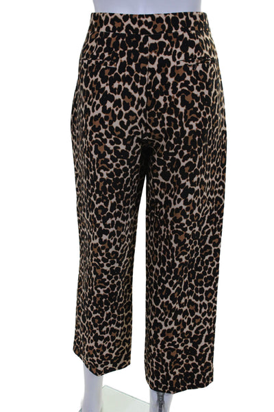 J Crew Women's Hook Closure Flat Front Straight Leg Pants Animal Print Size 6