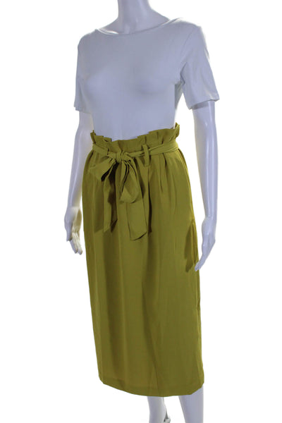 Boden Women's Paper Bag Waist Belted Slit Hem Midi Skirt Yellow Size 6