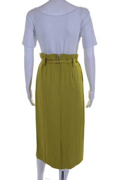 Boden Women's Paper Bag Waist Belted Slit Hem Midi Skirt Yellow Size 6