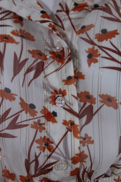 Maje Womens Floral Print Long Sleeves A Line Dress White Orange Size EUR 36