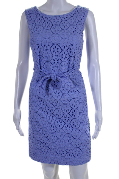 Lilly Pulitzer Womens Eyelet Sleeveless Dress Periwinkle Blue Cotton Size 6