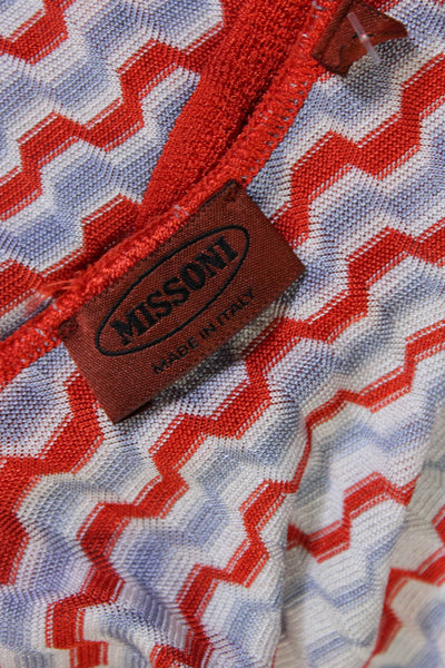 Missoni Orange Label Womens Striped Short Sleeves Sweater Red Blue Size 4