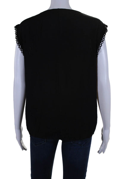 Maje Womens Crochet Trim V Neck Sleeveless Pullover Tank Top Black Size 3