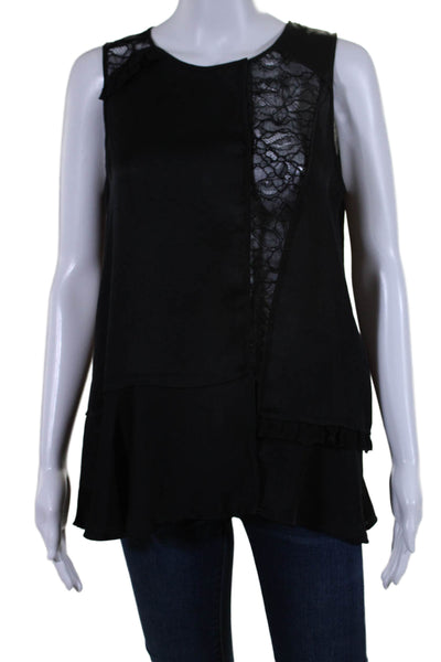 Marc By Marc Jacobs Womens Lace Inset Sleeveless Tank Top Black Size Small