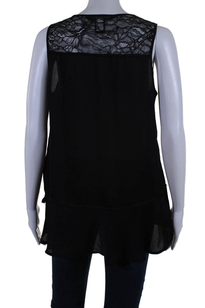 Marc By Marc Jacobs Womens Lace Inset Sleeveless Tank Top Black Size Small