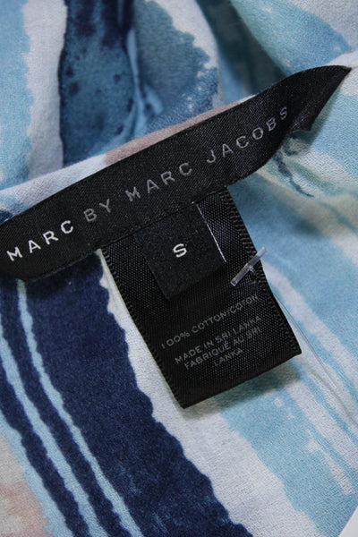 Marc By Marc Jacobs Womens Striped Long Sleeves Blouse Blue Beige Size Small