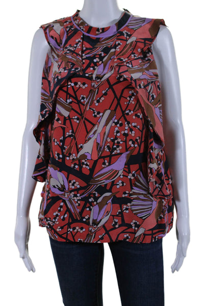 Marc By Marc Jacobs Womens Silk Abstract Print Tank Top Multi Colored Size Small