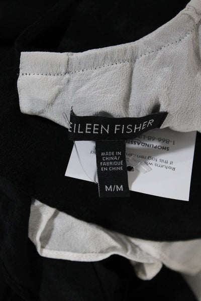 Eileen Fisher Womens Silk Black Peep Front Crew Neck Lined A-Line Dress Size M