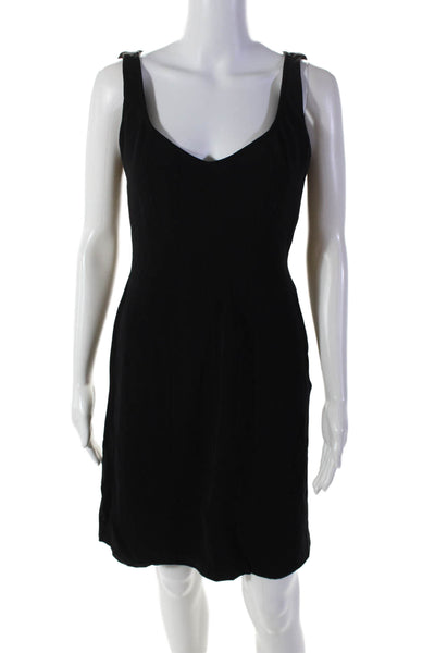 Elie Tahari Womens Solid Black Scoop Neck Sleeveless Lined Shift Dress Size 2