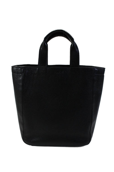 Lambertson Truex Womens Pebbled Leather Small Tote Handbag Black