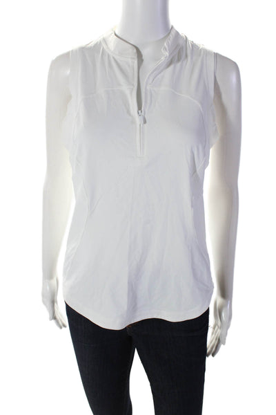 Lululemon Womens Sleeveless Half Zip Crew Neck Lightweight Top White Size 6