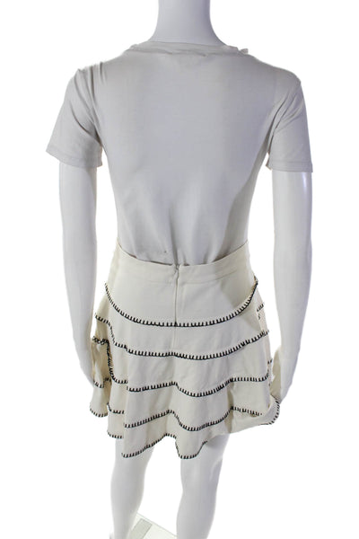 Torn by Ronny Kobo Womens Back Zip Stitched Striped A Line Skirt White Medium