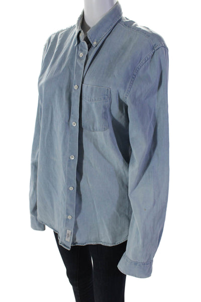 ACNE Studios Womens Long Sleeves Button Down Shirt Blue Cotton Size EUR 48