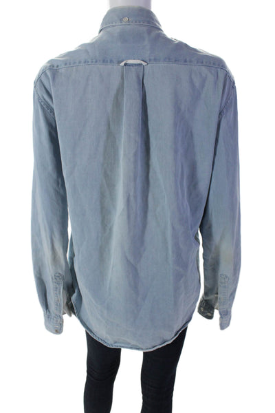 ACNE Studios Womens Long Sleeves Button Down Shirt Blue Cotton Size EUR 48