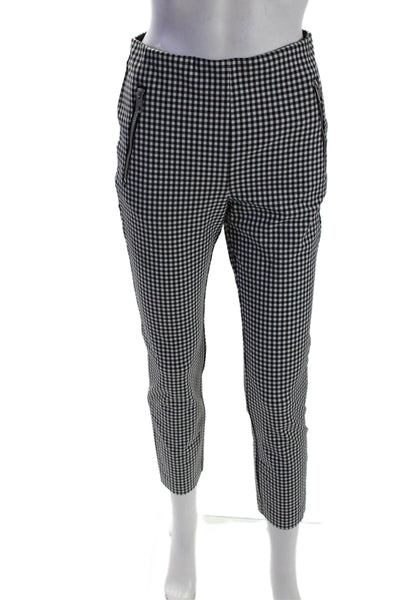 Rag & Bone Womens Gingham Plaid High Rise Slim Leg Pants Black White Size 4