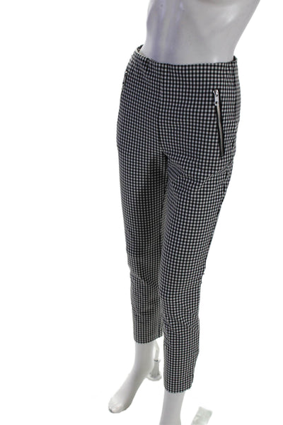 Rag & Bone Womens Gingham Plaid High Rise Slim Leg Pants Black White Size 4