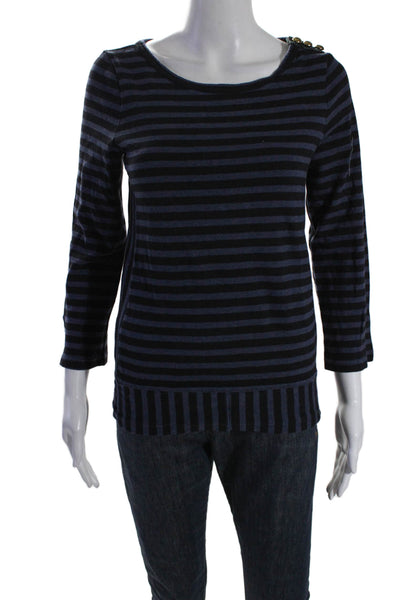 Marc By Marc Jacobs Womens Striped Sweater Blue Black Cotton Size Small