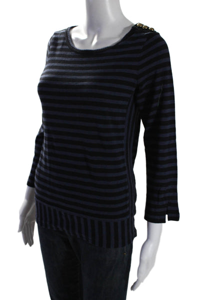 Marc By Marc Jacobs Womens Striped Sweater Blue Black Cotton Size Small