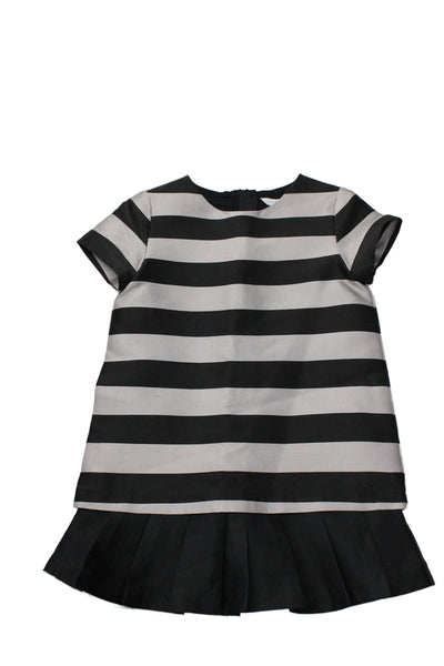 Little Marc Jacobs Childrens Girls Striped Pleated Dress Grey Black Size 4