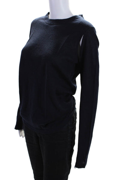 Christopher Fischer Women's Crewneck Long Sleeves Cashmere Sweater Blue Size S