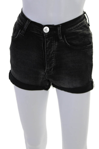 One X One Teaspoon Women's Button Fly Five Pockets Denim Shorts Black Size 23