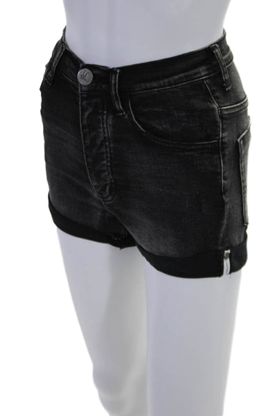 One X One Teaspoon Women's Button Fly Five Pockets Denim Shorts Black Size 23