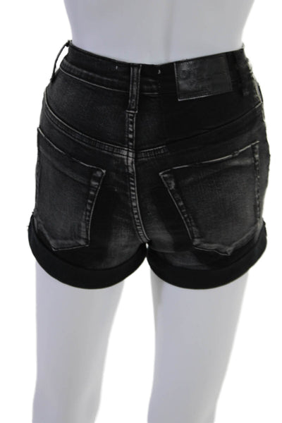 One X One Teaspoon Women's Button Fly Five Pockets Denim Shorts Black Size 23