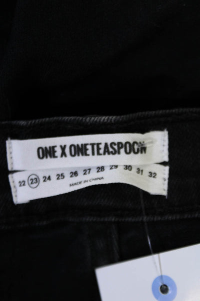 One X One Teaspoon Women's Button Fly Five Pockets Denim Shorts Black Size 23