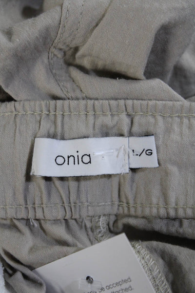 ONIA Mens Cotton Beige Drawstring Cuff Ankle Tapered Leg Pants Size L