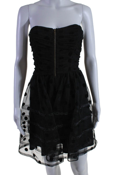 Betsey Johnson Womens Back Zip Polka Dot Tulle Overlay Dress Black Size 2