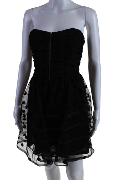 Betsey Johnson Womens Back Zip Polka Dot Tulle Overlay Dress Black Size 2