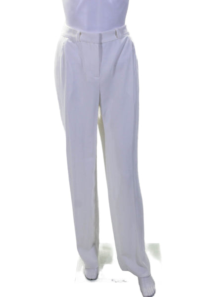 Amanda Uprichard Womens Crepe Pleated Front Mid Rise Dress Trousers White Size M