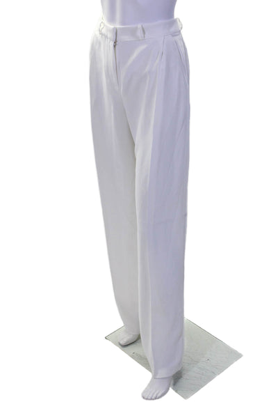 Amanda Uprichard Womens Crepe Pleated Front Mid Rise Dress Trousers White Size M