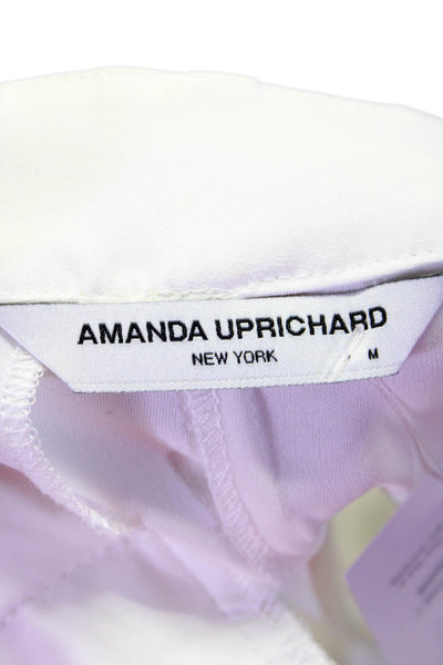 Amanda Uprichard Womens Crepe Pleated Front Mid Rise Dress Trousers White Size M