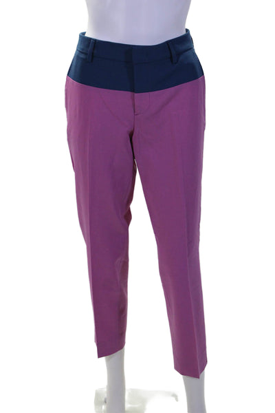 PT Torino Womens Wool Colorblock Print Pleated Front Dress Trousers Pink Size 42