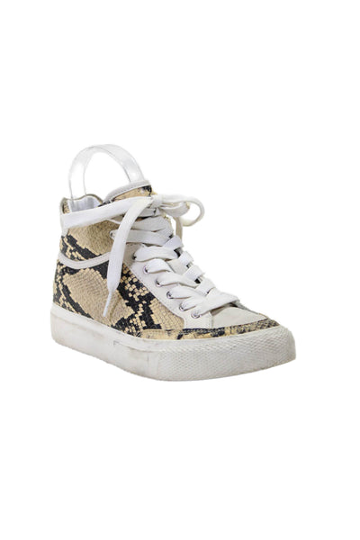 Rag & Bone Womens Leather Snakeskin Print High Top Sneakers Beige Size 8.5US