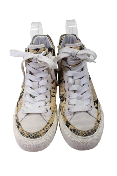 Rag & Bone Womens Leather Snakeskin Print High Top Sneakers Beige Size 8.5US