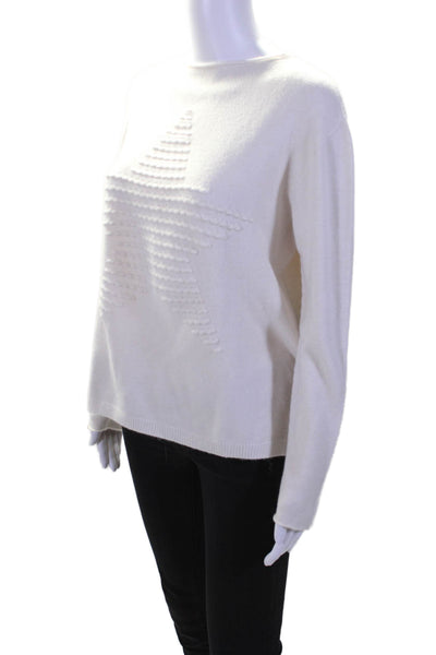 Alexandre Laurent Womens Woven Geometric Print Knitted Sweater Cream Size M