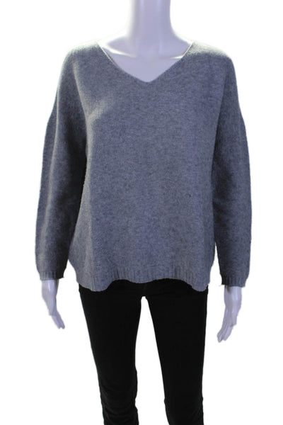 Alexandre Laurent Womens V-Neck Knitted Long Sleeve Pullover Sweater Gray Size M