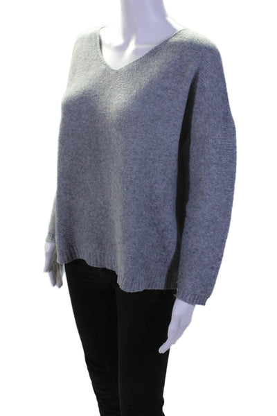 Alexandre Laurent Womens V-Neck Knitted Long Sleeve Pullover Sweater Gray Size M