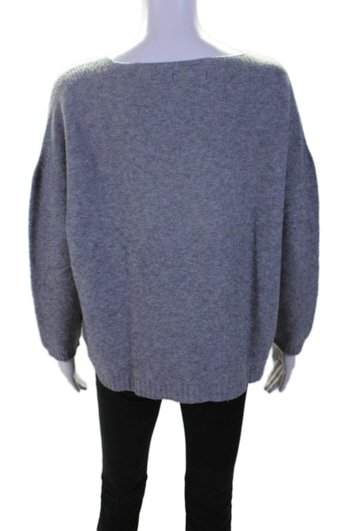 Alexandre Laurent Womens V-Neck Knitted Long Sleeve Pullover Sweater Gray Size M