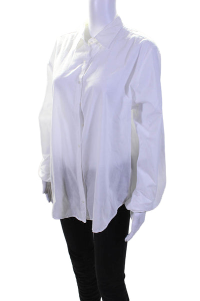 Xirena Womens Cotton Buttoned Cuff Long Sleeve Collared Blouse Top White Size M